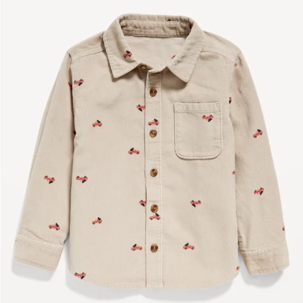 Corduroy Xmas Tree Button-Up || Old Navy